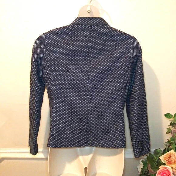 J. Crew Indigo Denim & White Polka Dot Schoolboy Blazer, Style# 40203 - Picture 9 of 16